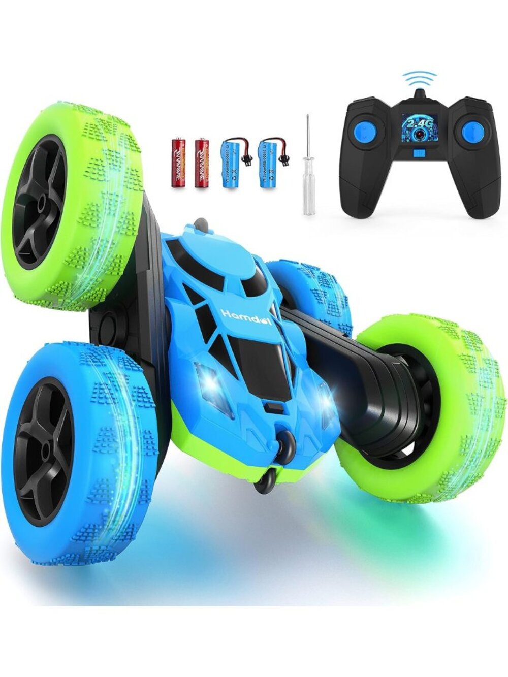 360° Rotating Double-Sided RC Car with LED Lights, 4WD Electric Toy for Kids
